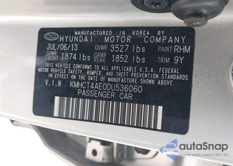 2013 Hyundai Accent Gls from USA, damaged, VIN KMHCT4AE0DU536060